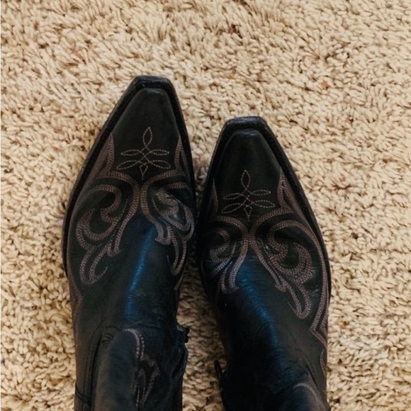 Old Gringo Black Myra Cowboy Boots with stitching. Sz 6.5, side zip. 18” shaft - Picture 2 of 4